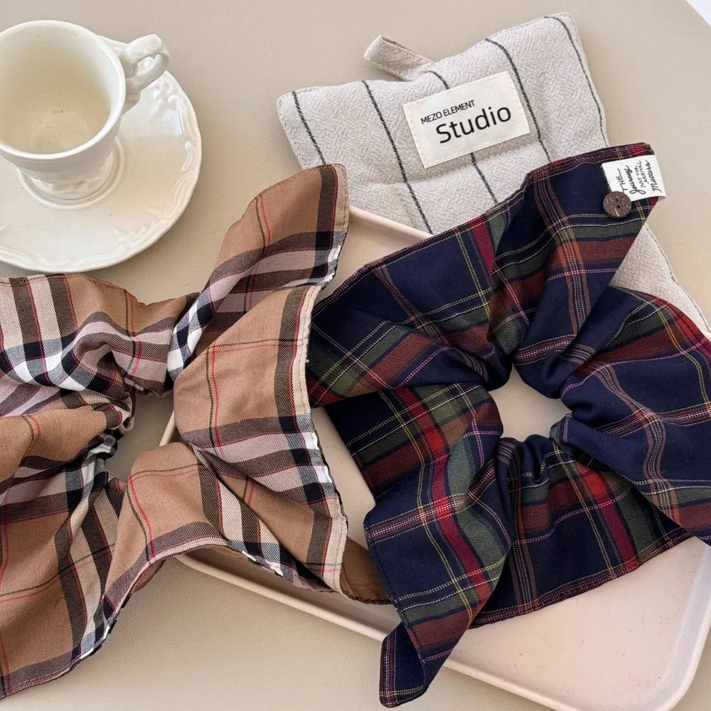 Chic Contrast Plaid Elastic Hair Scrunchy