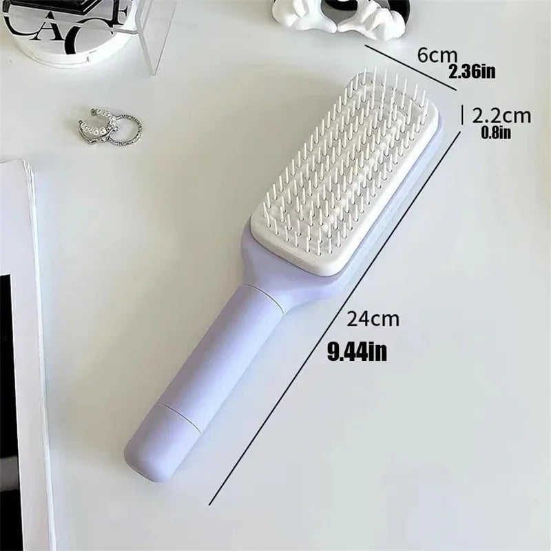Self-Cleaning Rotating Anti-Static Hairbrush with Scalp Massage Function