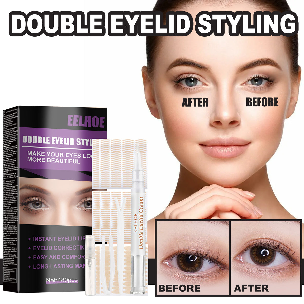 Invisible Double Eyelid Tape Set for Natural Big Eyes