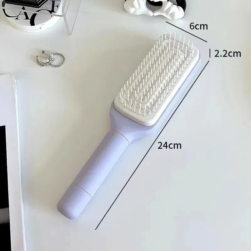 Self-Cleaning Rotating Anti-Static Hairbrush with Scalp Massage Function
