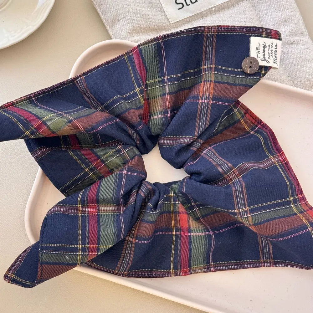 Chic Contrast Plaid Elastic Hair Scrunchy