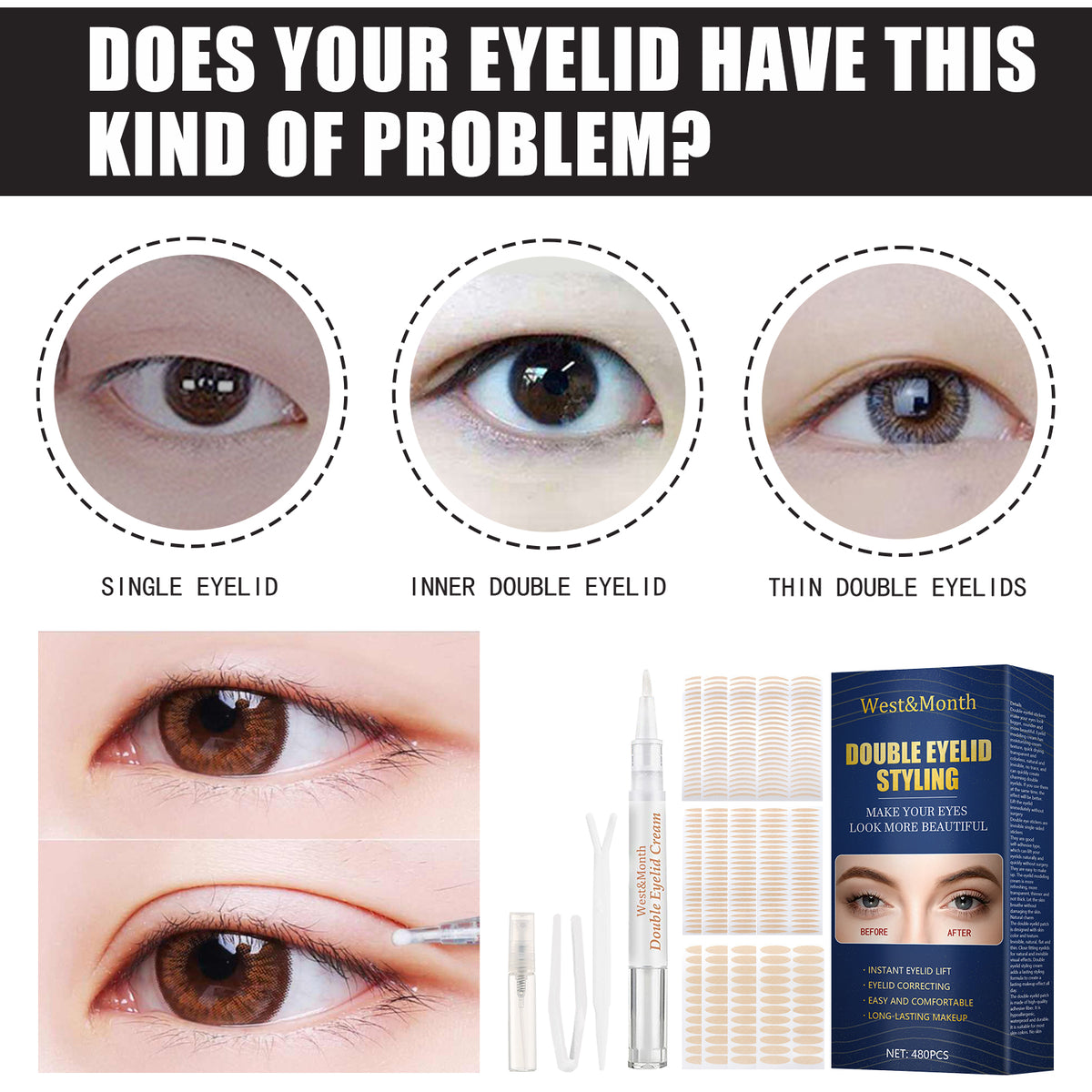 Invisible Double Eyelid Tape for Natural and Lasting Eye Enhancement