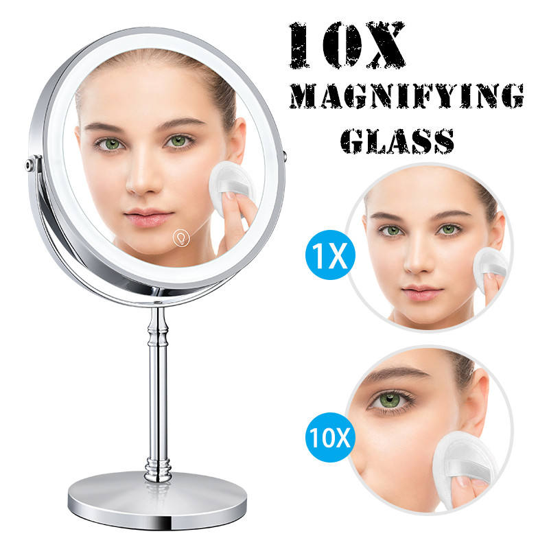 Rechargeable LED Dual-Sided 8" Vanity Makeup Mirror with Touch Control