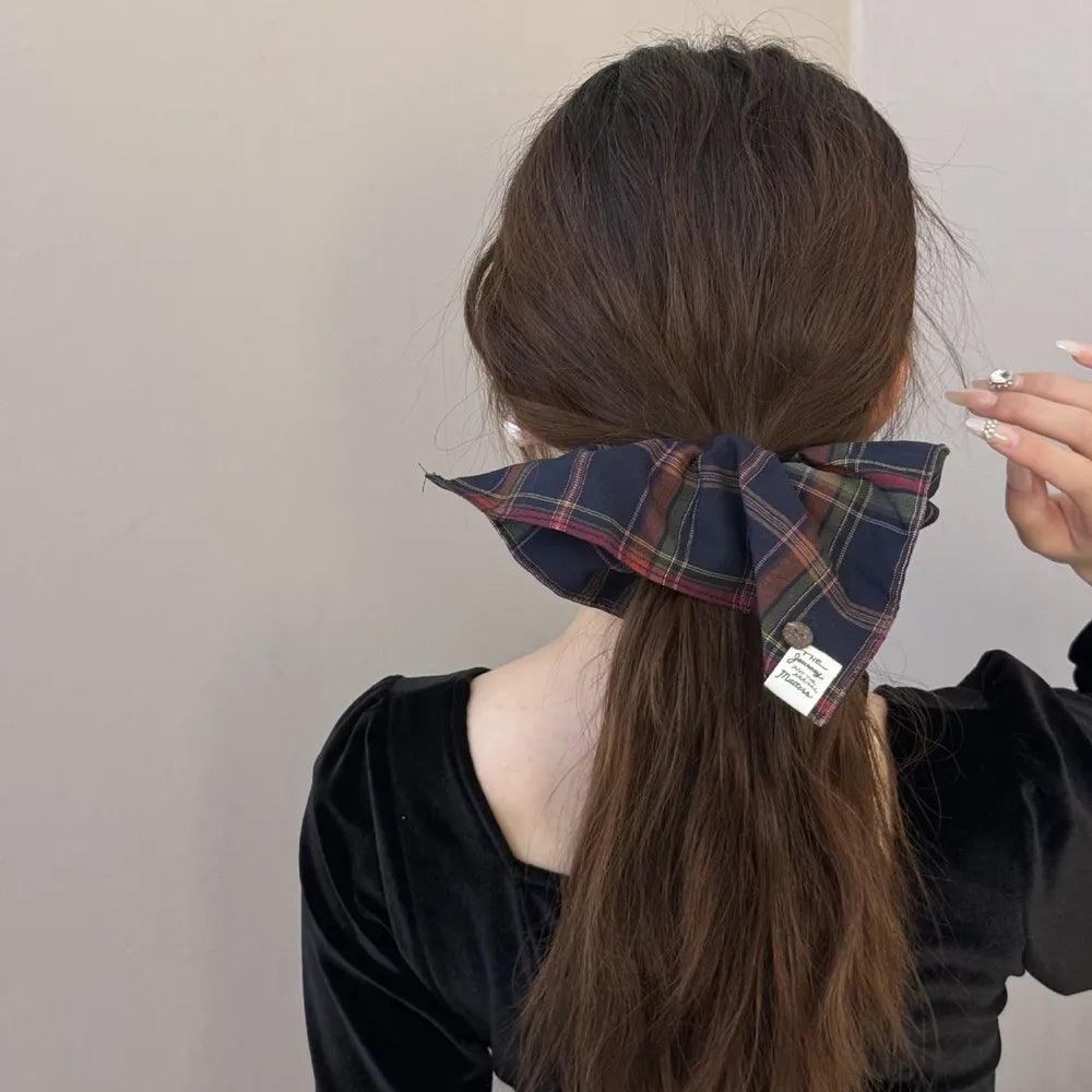 Chic Contrast Plaid Elastic Hair Scrunchy