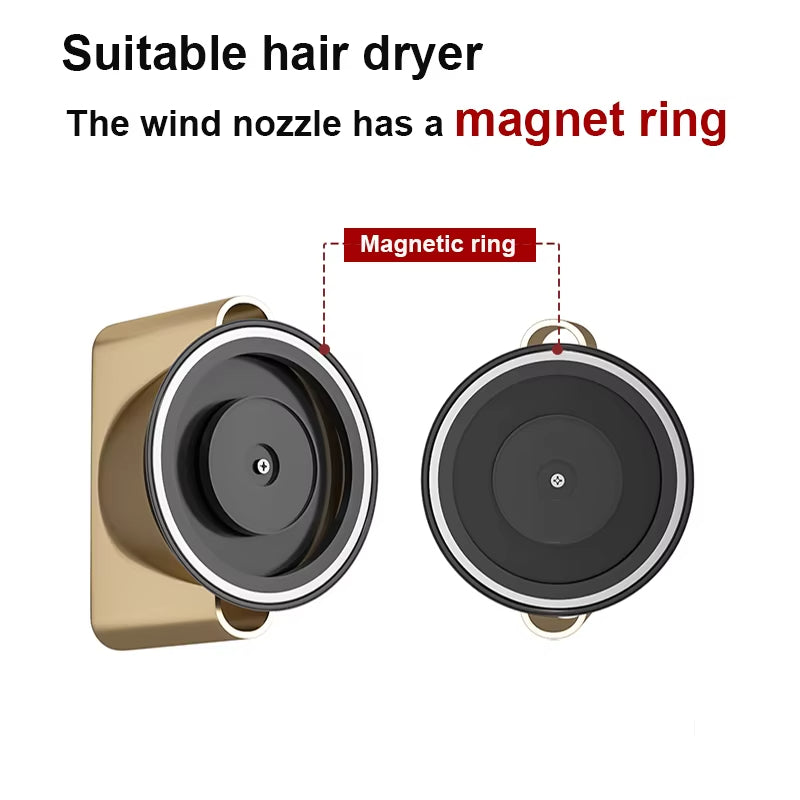 No-Drill Magnetic Hair Dryer Wall Mount Holder