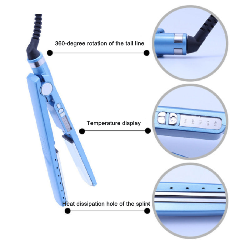 Dual-Purpose Hair Straightener and Curler with LCD Display