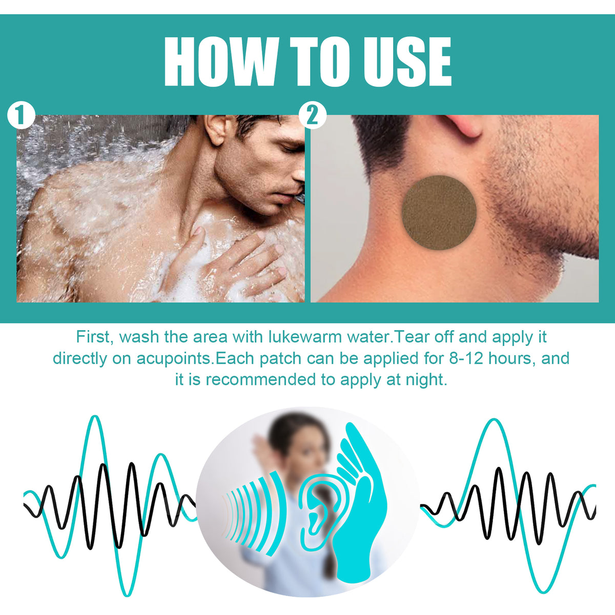 Tinnitus Patch, Relieves Ear Discomfort Hearing Loss Relieves Head Care Point Patch