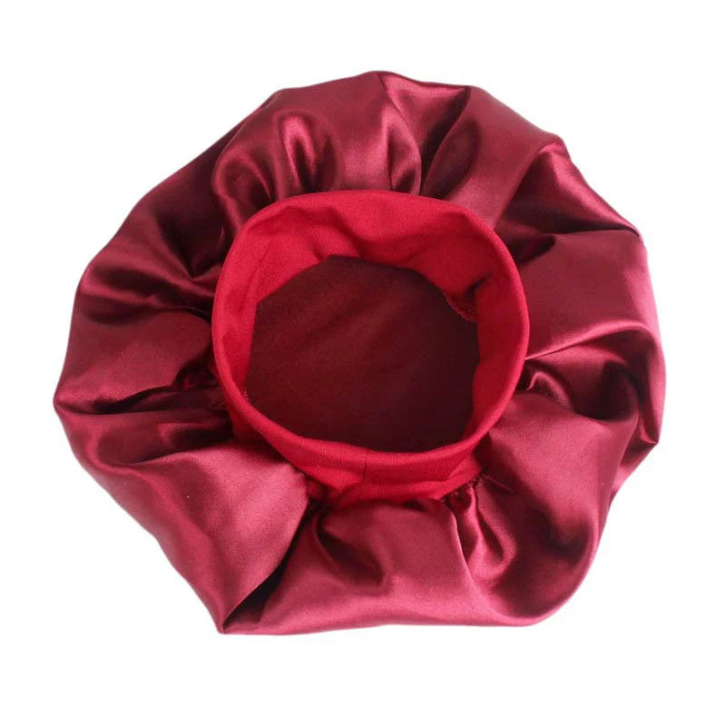 Satin Adjustable Hair Bonnet for Nighttime Styling and Care