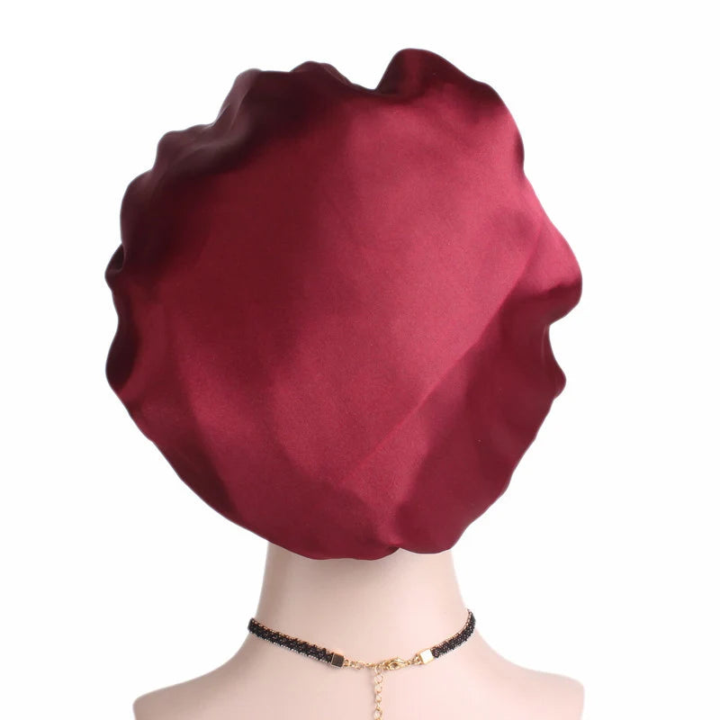 Satin Adjustable Hair Bonnet for Nighttime Styling and Care