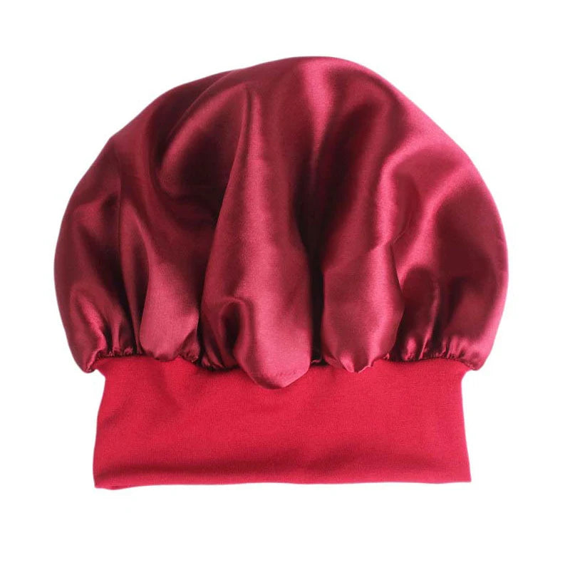 Satin Adjustable Hair Bonnet for Nighttime Styling and Care
