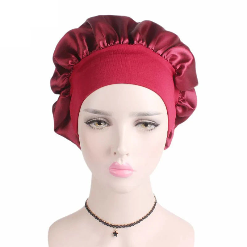 Satin Adjustable Hair Bonnet for Nighttime Styling and Care