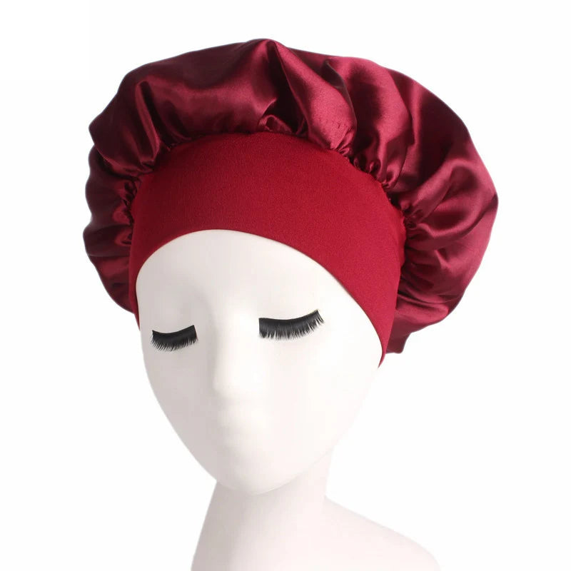 Satin Adjustable Hair Bonnet for Nighttime Styling and Care